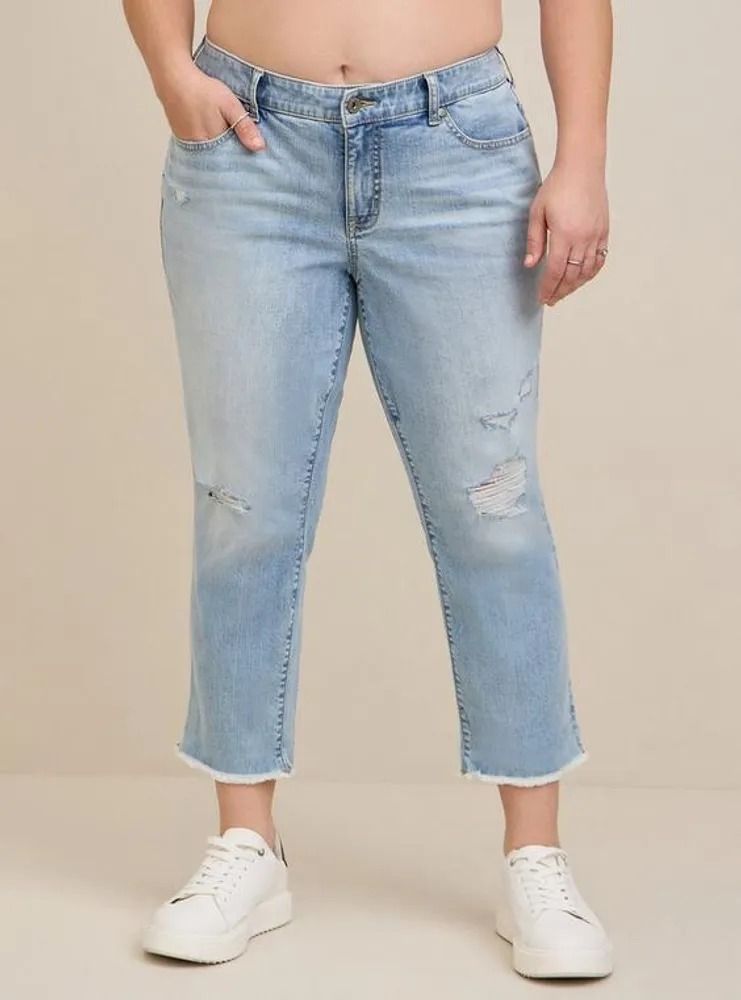 Crop Boyfriend Straight Vintage Stretch Mid-Rise Jean