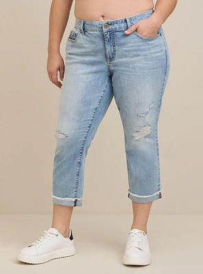 Crop Boyfriend Straight Vintage Stretch Mid-Rise Jean