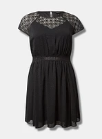 Mini Clip Dot Crochet Lace Skater Dress