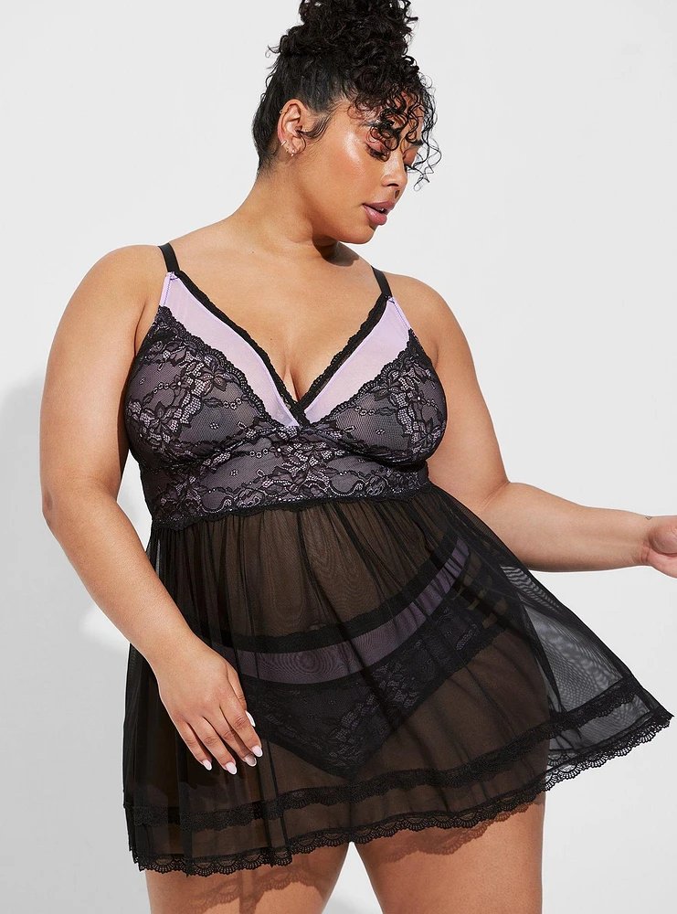 Lace And Mesh Babydoll