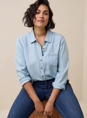 Lizzie Tencel Button Down Long Sleeve Shirt