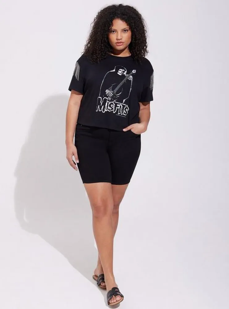 Misfits Relaxed Fit Cotton Crop Tassel Tee