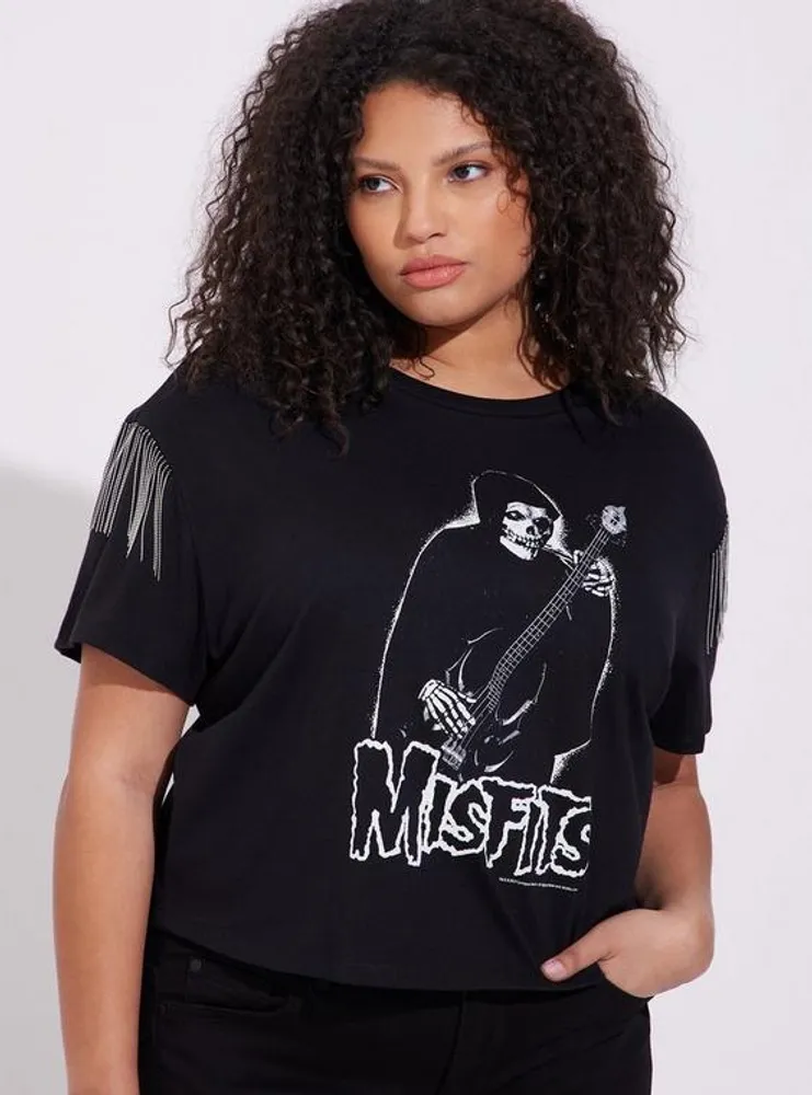 Misfits Relaxed Fit Cotton Crop Tassel Tee