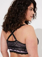 Lace And Mesh Longline Bra