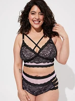 Lace And Mesh Longline Bra