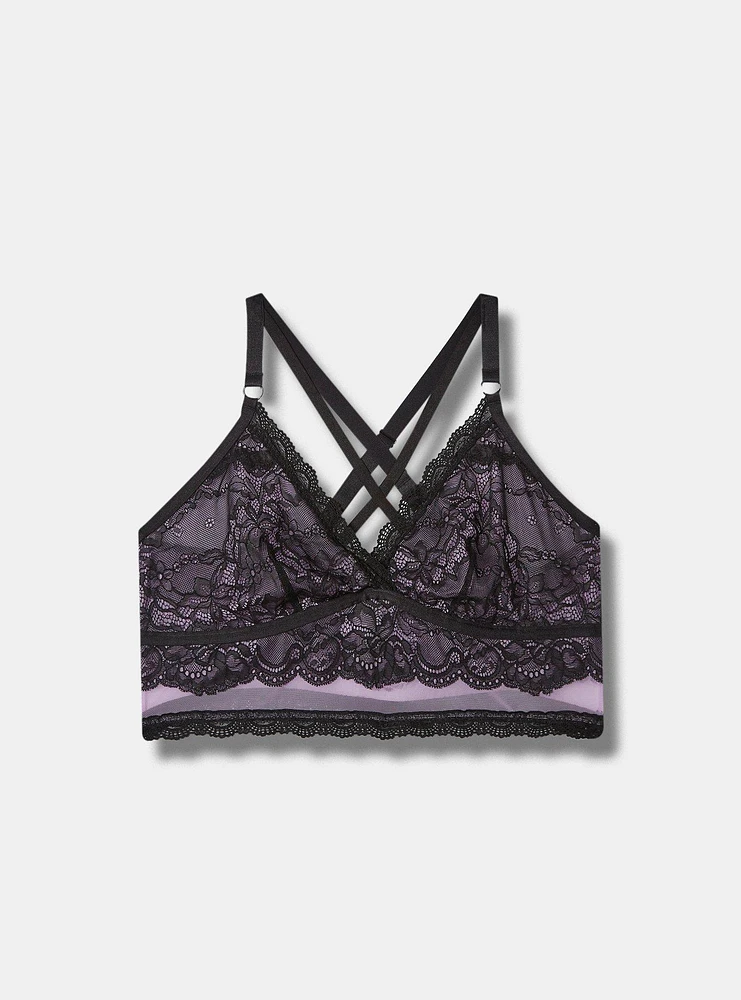 Lace And Mesh Longline Bra