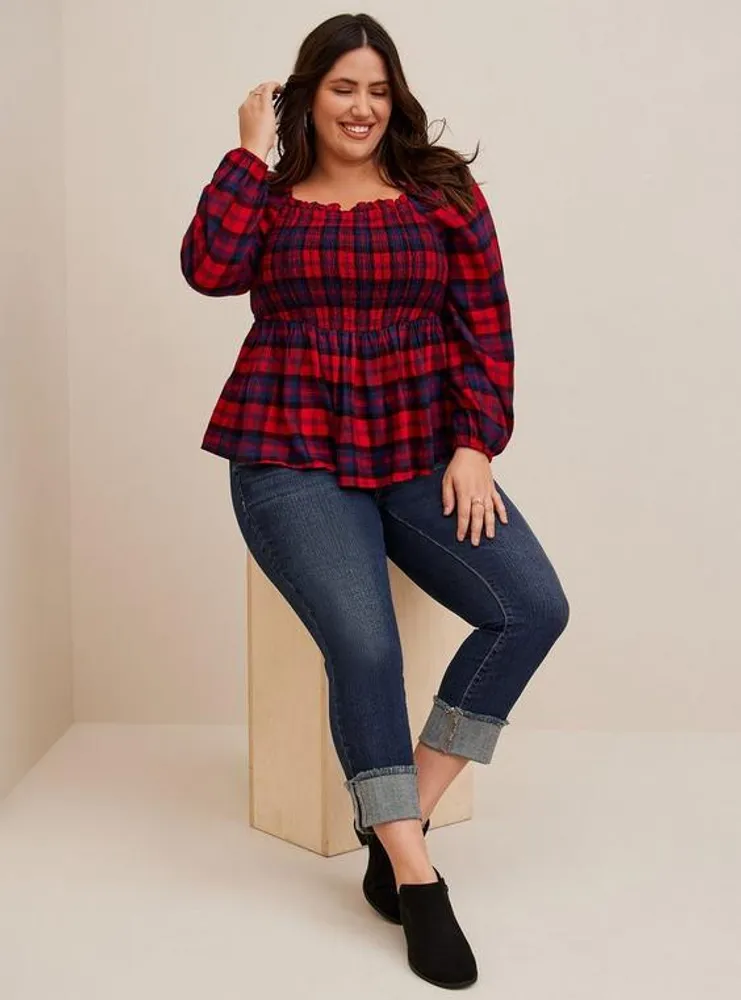 TORRID Brushed Rayon Acrylic Smocked Top