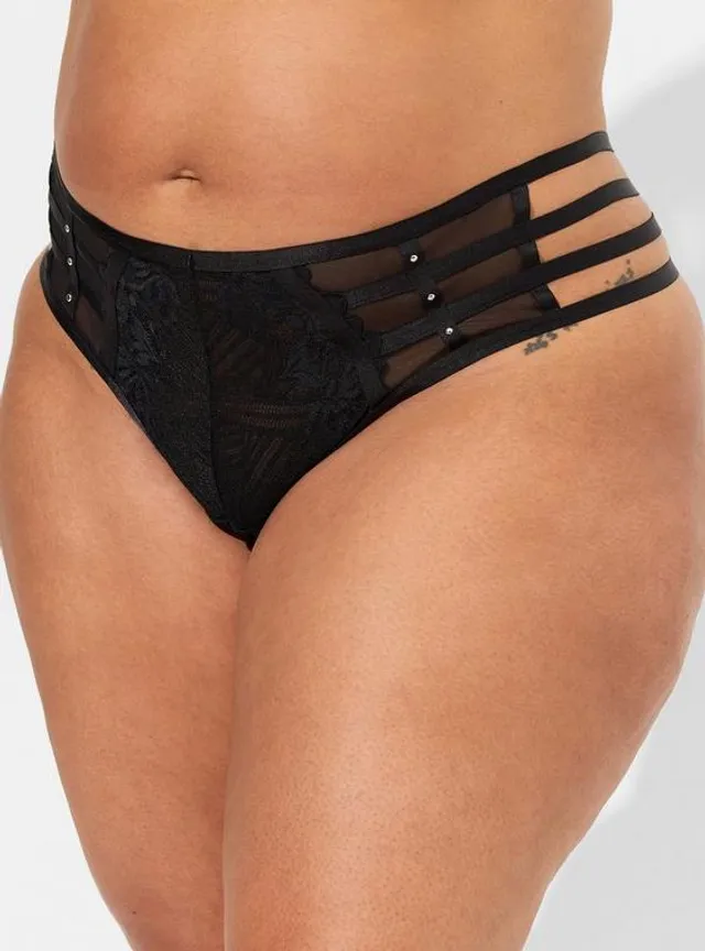 Plus Size - Lace Thong Panty With Open Gusset - Torrid