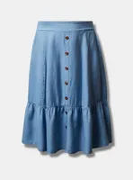 Midi Chambray Button Up Tiered Skirt
