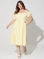 Midi Seer Sucker Off Shoulder Peasant Dress