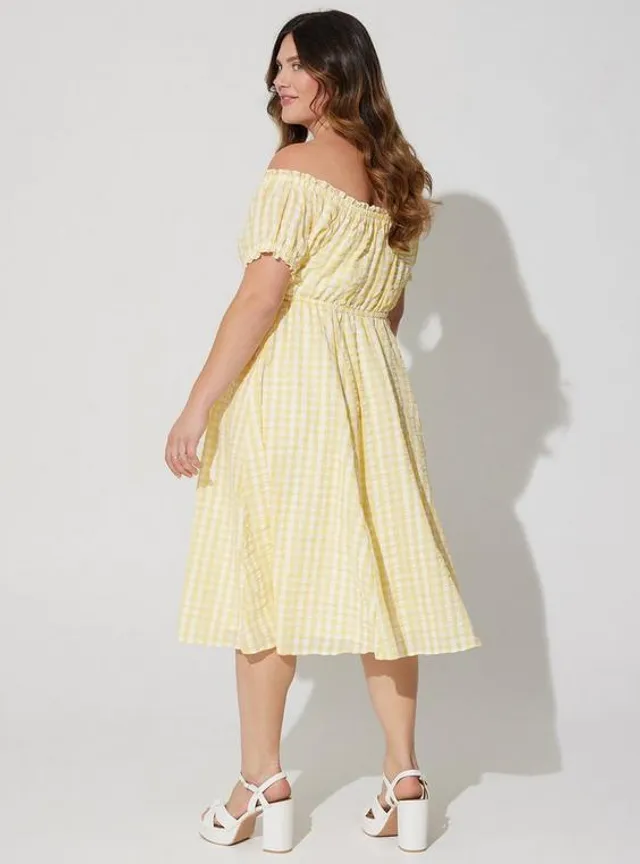 TORRID Tea Length Challis Off-Shoulder Dress