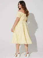 Midi Seer Sucker Off Shoulder Peasant Dress