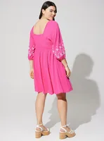 Mini Crinkle Gauze Blouson Sleeve Dress