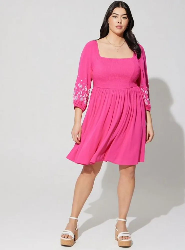 Mini Crinkle Gauze Blouson Sleeve Dress