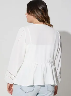 Textured Woven Trim Inset Kimono