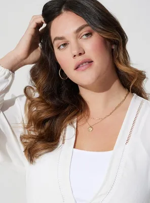 Textured Woven Trim Inset Kimono
