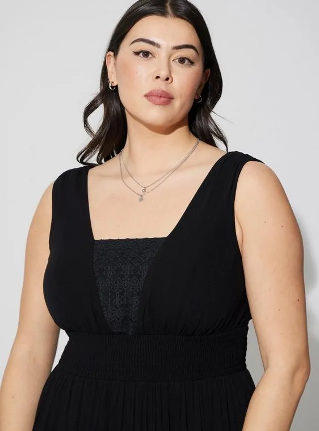 Plus Size - Washable Gauze Square Neck Eyelet Top - Torrid