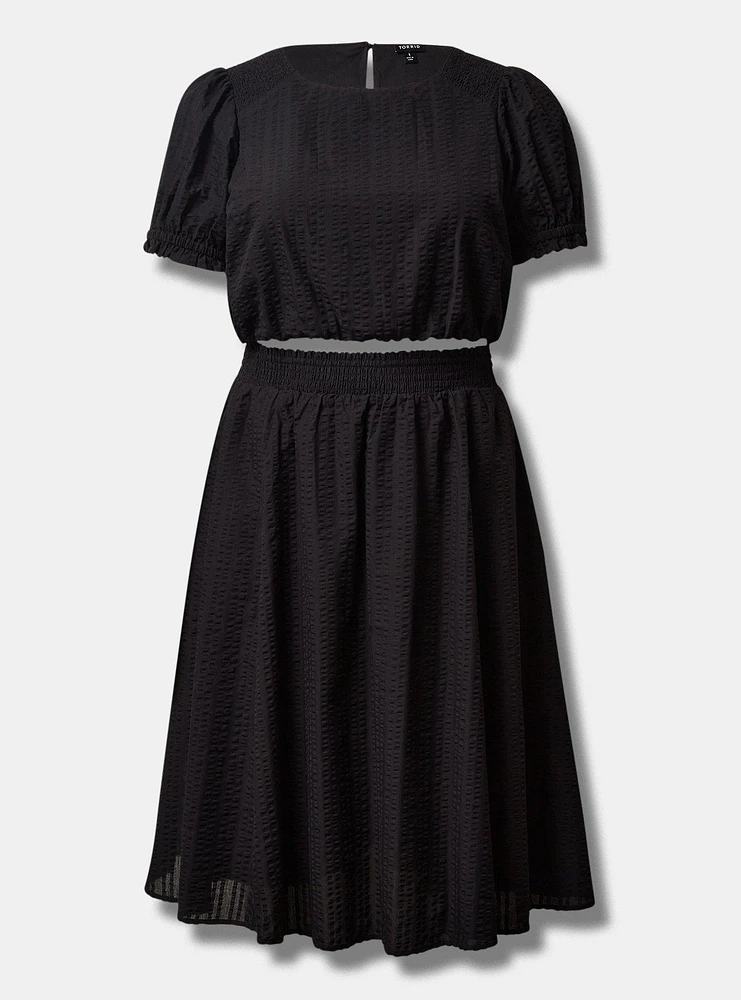 Midi Seersucker Smocked Skirt Set