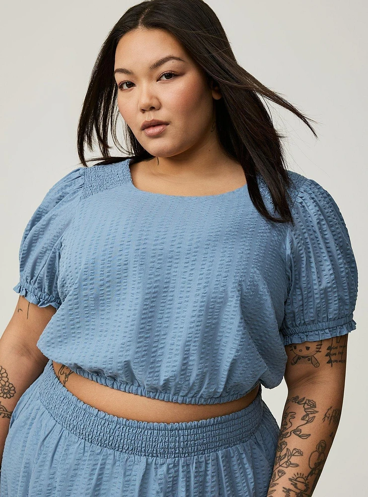 Midi Seersucker Smocked Skirt Set