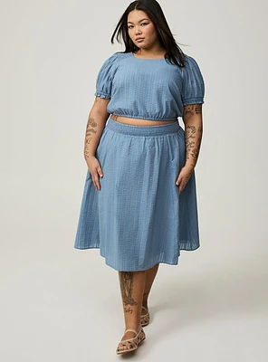 Midi Seersucker Smocked Skirt Set