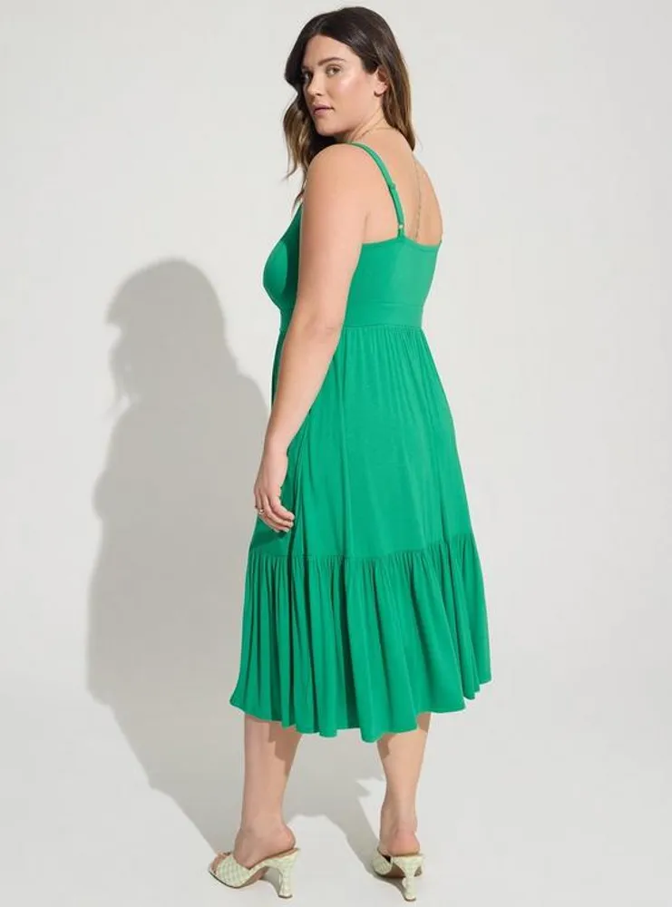 Midi Supersoft Tiered Tie Front Dress