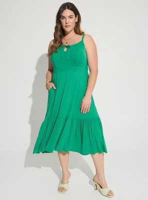 Midi Supersoft Tiered Tie Front Dress