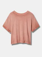 Hello Relaxed Fit Signature Jersey Crew Neck Roll Sleeve Crop Tee