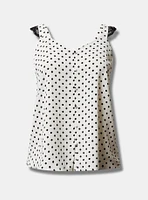 Studio Crepe de Chine Lace Trim Button Front Tank