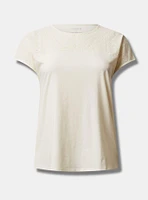 Cotton Eyelet Inset Dolman Short Sleeve Tee