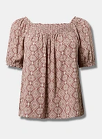 Washable Gauze Smocked Yoke Top