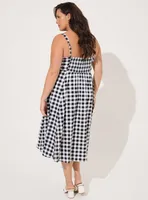 Midi Poplin Sweetheart Shirred Dress