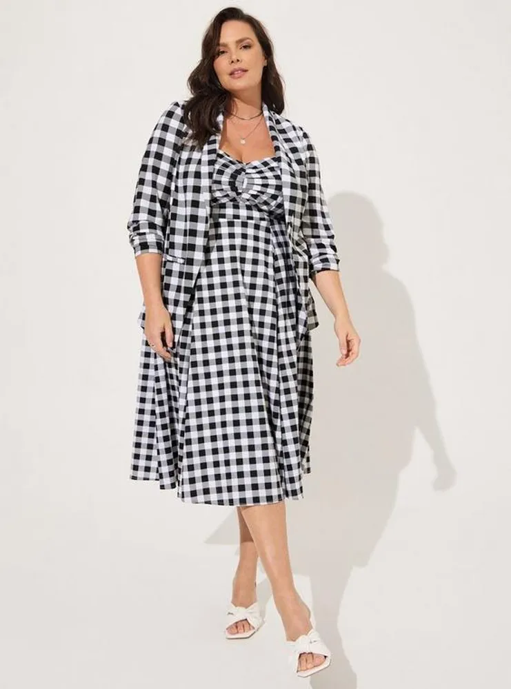 Midi Poplin Sweetheart Shirred Dress