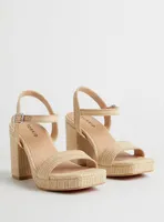 Raffia Platform Heel Sandal (WW)