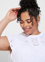 Eyelet Ruffle Sleeve Top