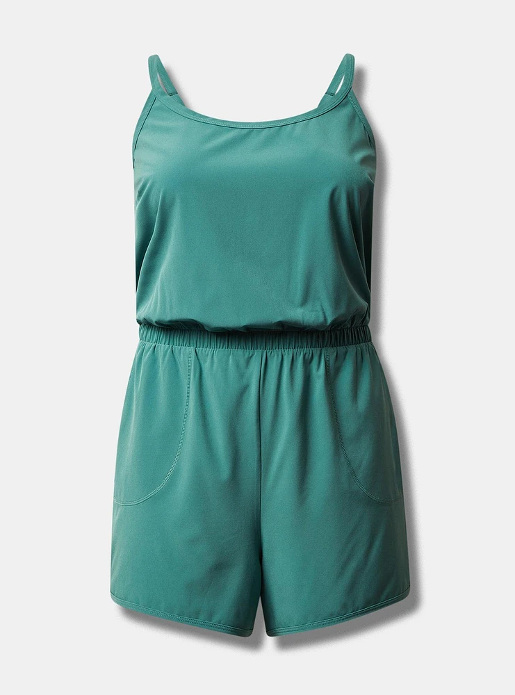 Stretch Woven Active Romper With Pockets