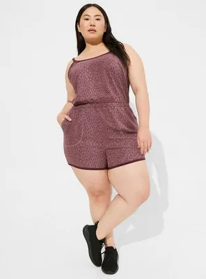 Stretch Woven Active Romper With Pockets
