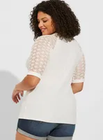 Fitted Super Soft Rib Lace Inset Raglan Henley