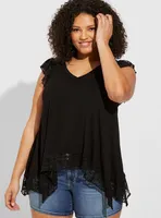 Super Soft Lace Flutter Sleeve Swing Top