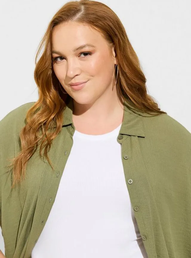 TORRID Double Gauze Button Up Short Sleeve Shirt Top