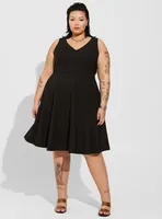 At The Knee Studio Refined Crepe Skater Dress