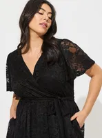 Mini Lace Wrap Dress