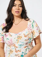 Peplum Challis Sweetheart Flutter Sleeve Top