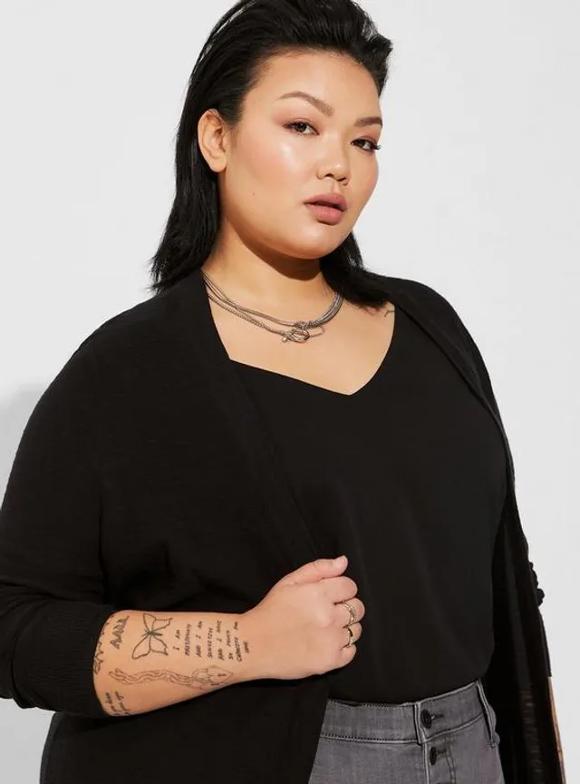 TORRID Open Stitch Pullover V-Neck Cinched Front Sweater