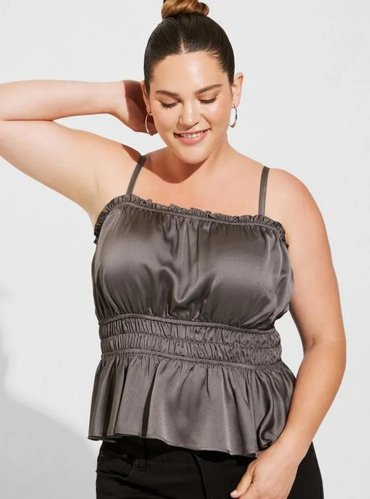 Plus Size - Peplum Washable Crinkle Gauze Smocked Tank Top - Torrid