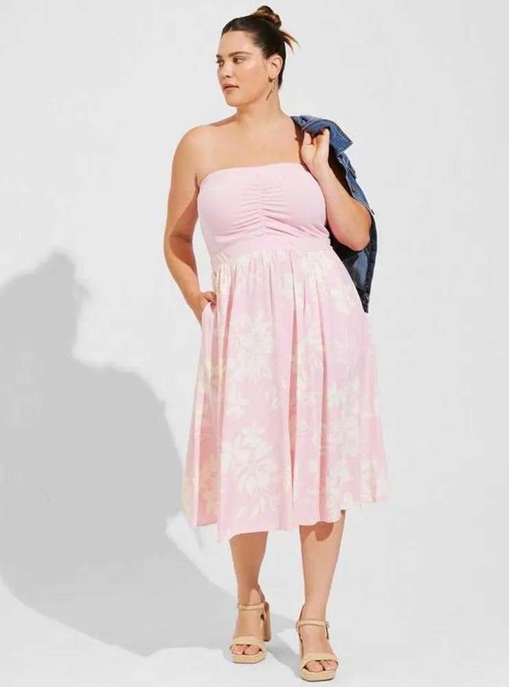 TORRID Midi Jersey Challis Sweetheart Tube Dress