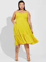 Midi Rayon Slub Tiered Dress