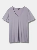 Studio Knit V-Neck Chiffon Sleeve Tee