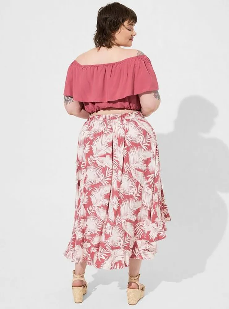 Midi Challis Off Shoulder Hi-Low Skirt Set