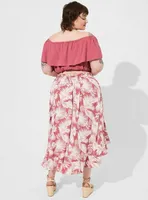 Midi Challis Off Shoulder Hi-Low Skirt Set