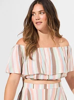 Midi Challis Off Shoulder Hi-Low Skirt Set